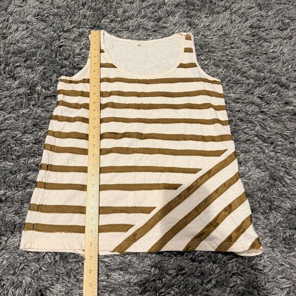 J.Crew Womens Medium Sleeveless Striped Tank Top Beige & Brown Cotton/Silk - Picture 4 of 9